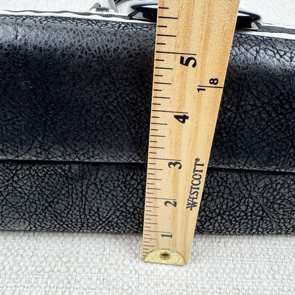 Pee Dee Bee Designes Bag Purse Black White Ribbon Detail 12”x 10” x 5” Handbag - Picture 11 of 13